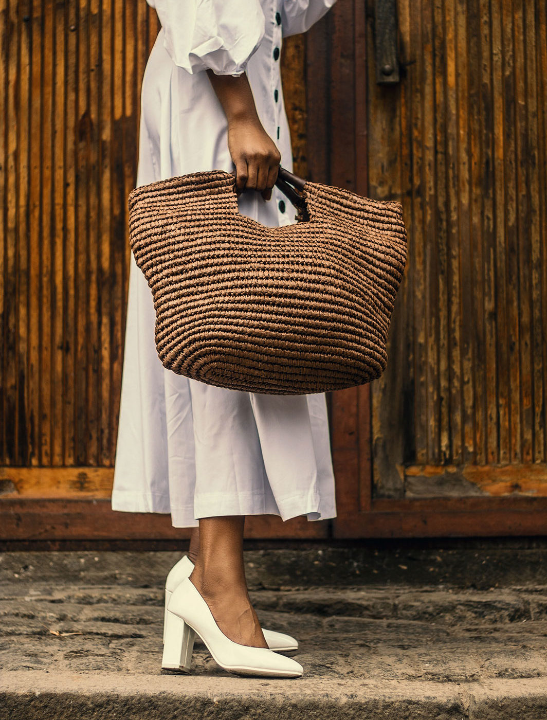 Leather block heel